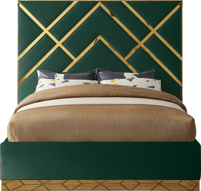Vector Green Velvet Queen Bed - Town Of Bargains Furniture - NY