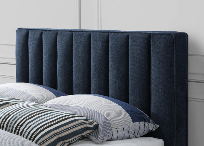 Vance Navy Linen Fabric Queen Bed (3 Boxes) - Town Of Bargains Furniture - NY