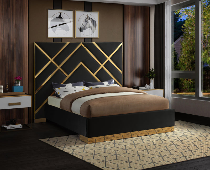 Vector Black Velvet Queen Bed - Town Of Bargains Furniture - NY