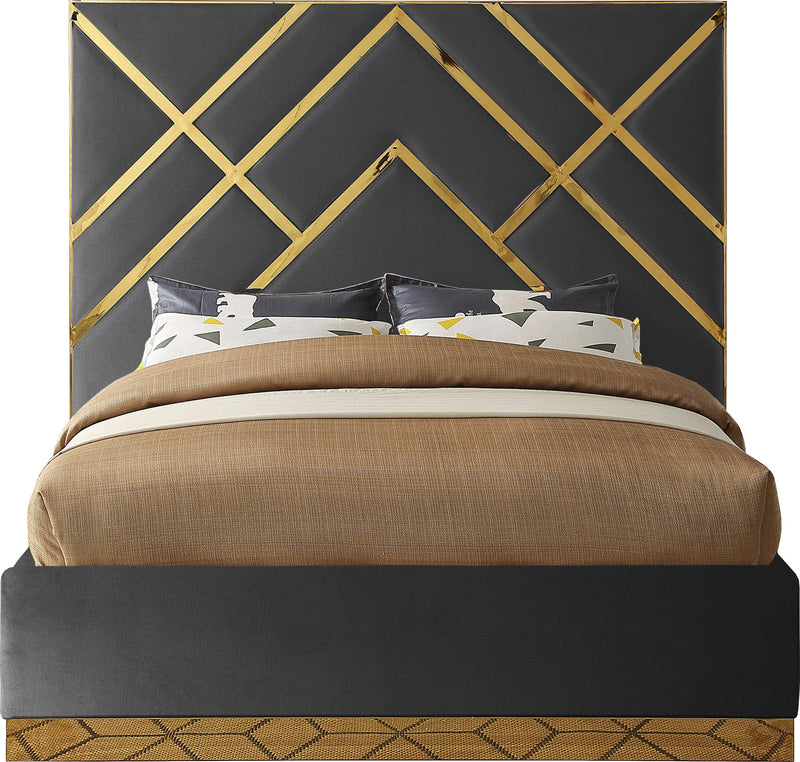 Vector Grey Velvet Queen Bed - Town Of Bargains Furniture - NY