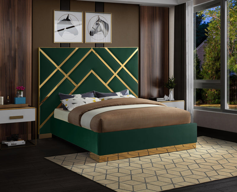 Vector Green Velvet Queen Bed - Town Of Bargains Furniture - NY