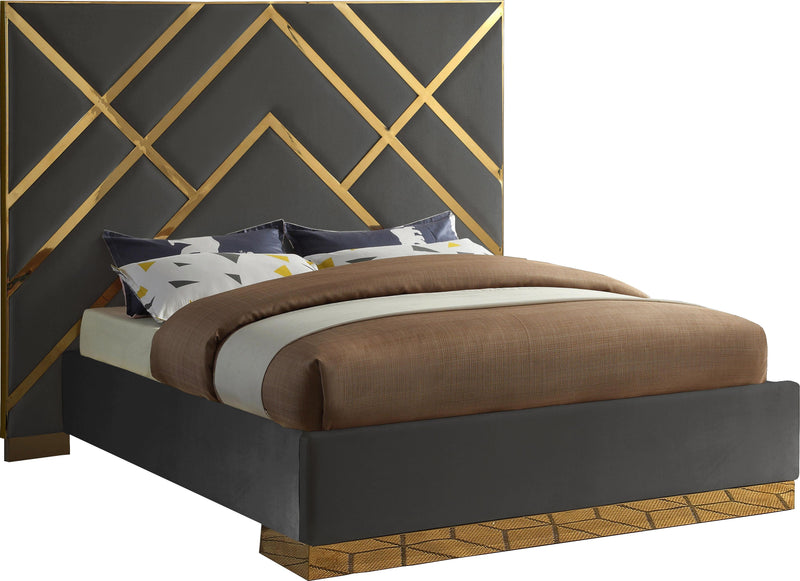 Vector Grey Velvet Queen Bed - Town Of Bargains Furniture - NY