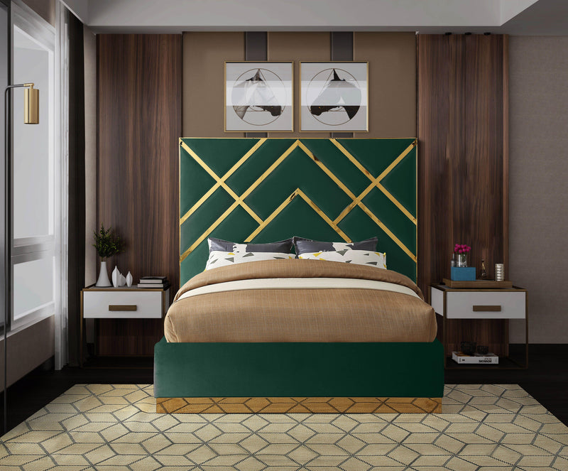 Vector Green Velvet Queen Bed - Town Of Bargains Furniture - NY