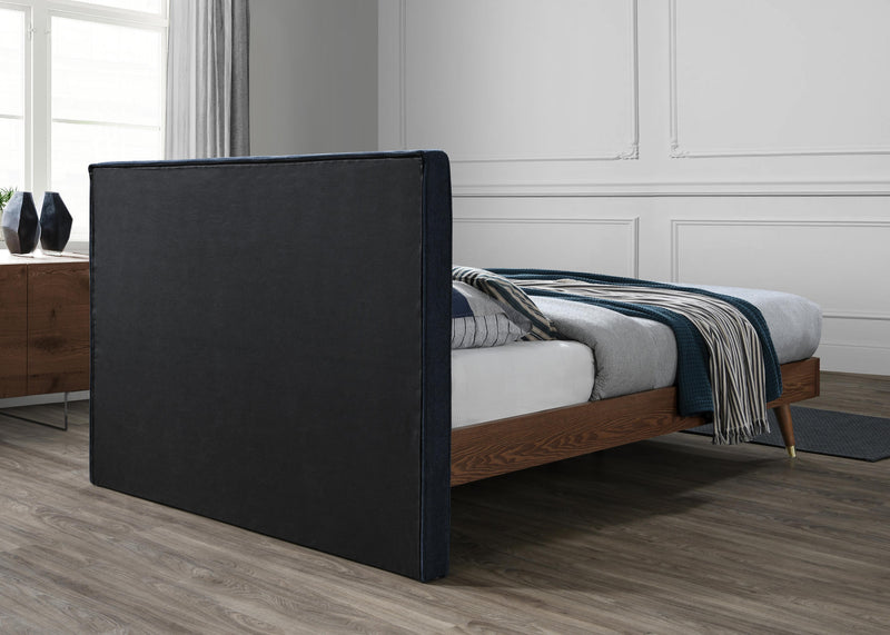 Vance Navy Linen Fabric Queen Bed (3 Boxes) - Town Of Bargains Furniture - NY