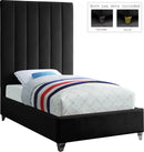 Via Black Velvet Twin Bed - Town Of Bargains Furniture - NY