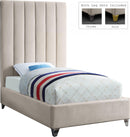 Via Cream Velvet Twin Bed - Town Of Bargains Furniture - NY