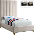 Via Cream Velvet Twin Bed - Town Of Bargains Furniture - NY