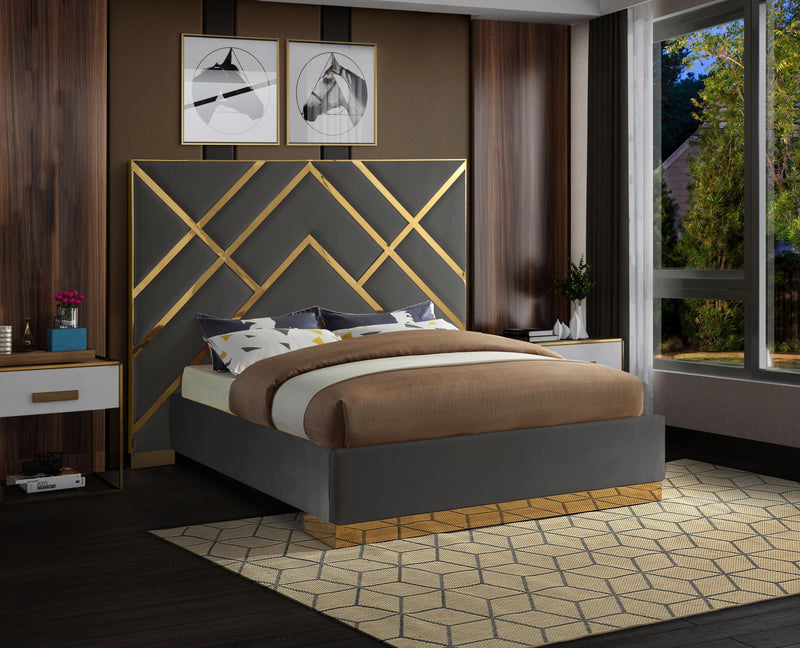 Vector Grey Velvet Queen Bed - Town Of Bargains Furniture - NY