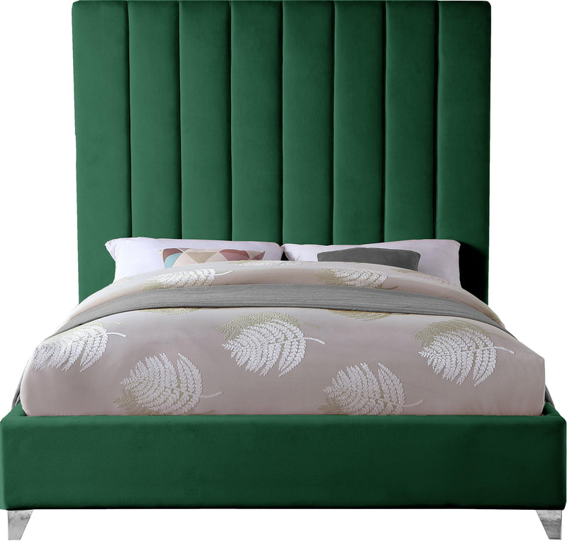 Via Green Velvet Queen Bed - Town Of Bargains Furniture - NY