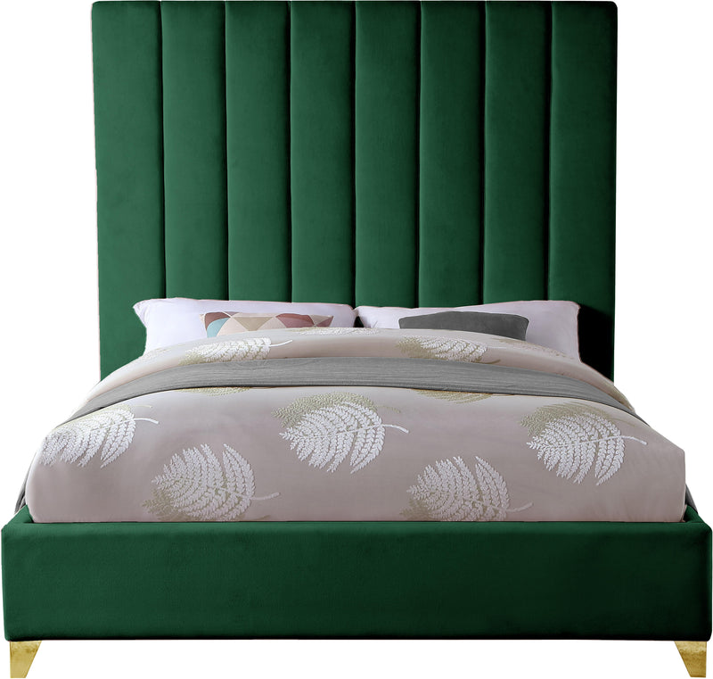 Via Green Velvet Queen Bed - Town Of Bargains Furniture - NY