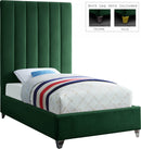 Via Green Velvet Twin Bed - Town Of Bargains Furniture - NY