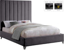 Via Grey Velvet Queen Bed - Town Of Bargains Furniture - NY