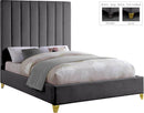 Via Grey Velvet King Bed - Town Of Bargains Furniture - NY