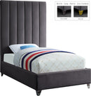 Via Grey Velvet Twin Bed - Town Of Bargains Furniture - NY