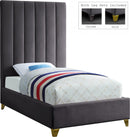 Via Grey Velvet Twin Bed - Town Of Bargains Furniture - NY