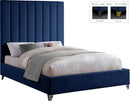 Via Navy Velvet King Bed - Town Of Bargains Furniture - NY