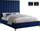 Via Navy Velvet King Bed - Town Of Bargains Furniture - NY