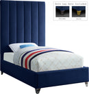 Via Navy Velvet Twin Bed - Town Of Bargains Furniture - NY