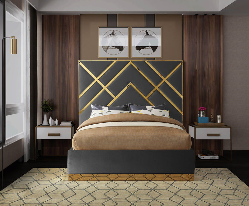 Vector Grey Velvet Queen Bed - Town Of Bargains Furniture - NY