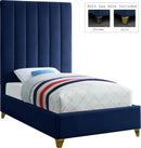 Via Navy Velvet Twin Bed - Town Of Bargains Furniture - NY