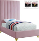 Via Pink Velvet Twin Bed - Town Of Bargains Furniture - NY
