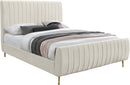 Zara Cream Velvet Queen Bed (3 Boxes) - Town Of Bargains Furniture - NY