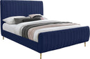 Zara Navy Velvet Full Bed (3 Boxes) - Town Of Bargains Furniture - NY