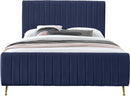 Zara Navy Velvet Queen Bed (3 Boxes) - Town Of Bargains Furniture - NY