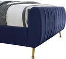 Zara Navy Velvet Queen Bed (3 Boxes) - Town Of Bargains Furniture - NY