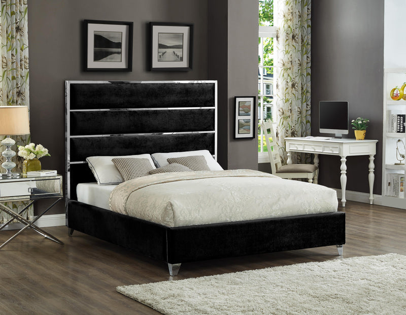 Zuma Black Velvet Queen Bed - Town Of Bargains Furniture - NY