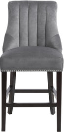Oxford Grey Velvet Stool