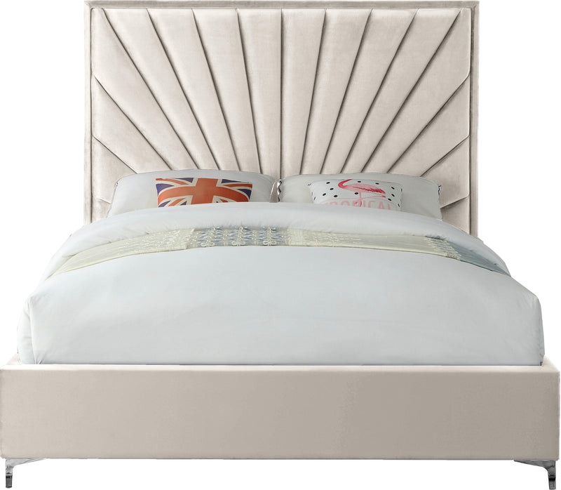 Eclipse Cream Velvet King Bed - Town Of Bargains Furniture - NY