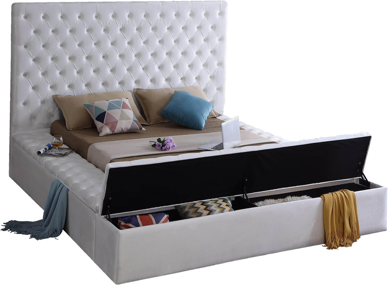 Bliss White Velvet King Bed (3 Boxes) - Town Of Bargains Furniture - NY