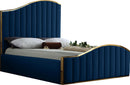 Jolie Navy Velvet King Bed (3 Boxes) - Town Of Bargains Furniture - NY