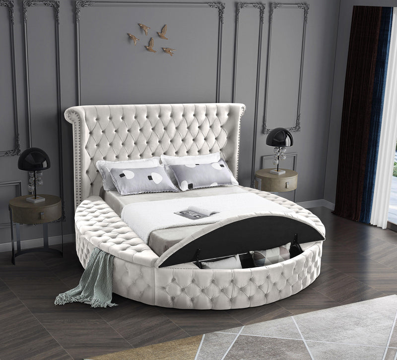 Luxus Cream Velvet King Bed (3 Boxes) - Town Of Bargains Furniture - NY