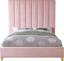 Via Pink Velvet King Bed - Town Of Bargains Furniture - NY