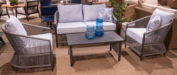 Bridges Beach Outdoor Love/Chairs/Table Set (Set of 4) - Town Of Bargains Furniture - NY