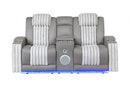 U8000 GREY PWR CONSOLE REC LOVESEAT W/PHR, LED AND SPEAKER - Town Of Bargains Furniture - NY