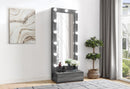 LEXI GREY TALL MIRROR WITH DRAWER AND SPEAKERS - Town Of Bargains Furniture - NY