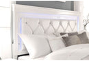 POMPEI METALLIC WHITE QUEEN BED, DRESSER, MIRROR AND 2 NIGHTSTANDS