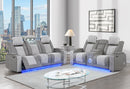 U8000 GREY PWR REC SOFA/PWR CONSOLE REC LOVESEAT W/PHR - Town Of Bargains Furniture - NY