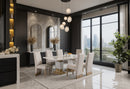 D12 DINING TABLE NATURAL+ 8 D12 DINING CHAIR BEIGE NATURAL - Town Of Bargains Furniture - NY