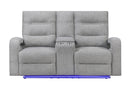 U6611 GREY 15 POWER CONSOLE RECLINING LOVESEAT WITH LED