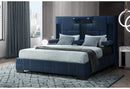 OSCAR NAVY BLUE QUEEN BED NO WOOD TRIM - Town Of Bargains Furniture - NY